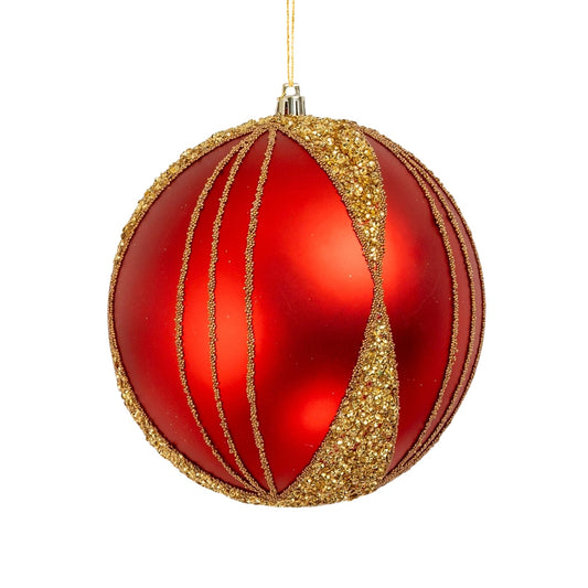 Matte Red & Gold 6" Ball Ornament - Joy By