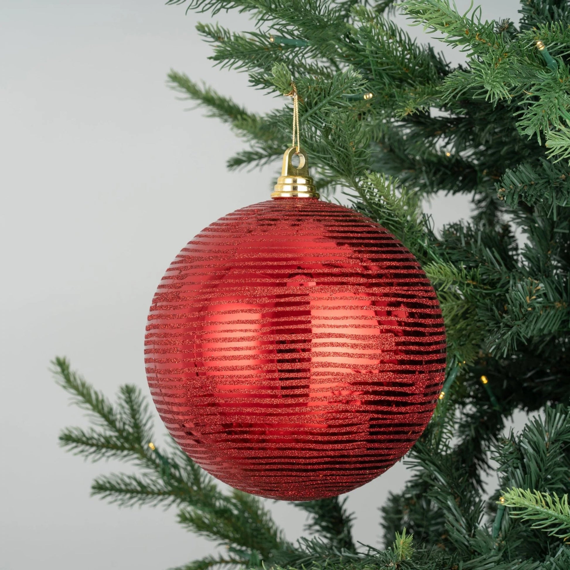 Matte Red with Gold Glitter Ball Ornament - Joy By