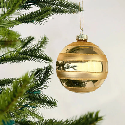 Matte & Shiny Gold Ball Ornament - 4" - Joy By