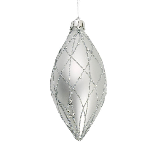 Matte Silver 5" Textured Shuttle Ornament - Joy By