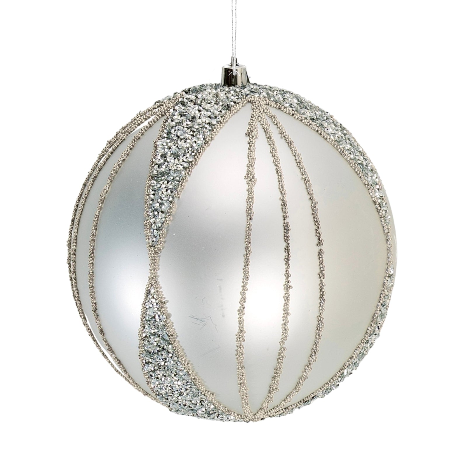 Matte Silver 6" Ball Ornament - Joy By