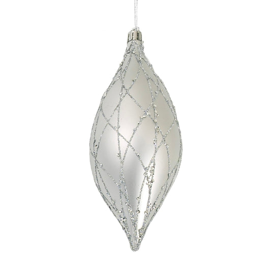 Matte Silver 7" Textured Shuttle Ornament - Joy By