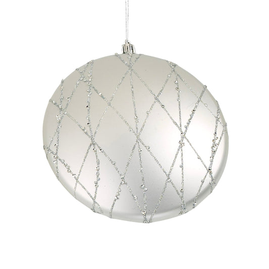 Matte Silver Flat Round 6" Ornament - Joy By