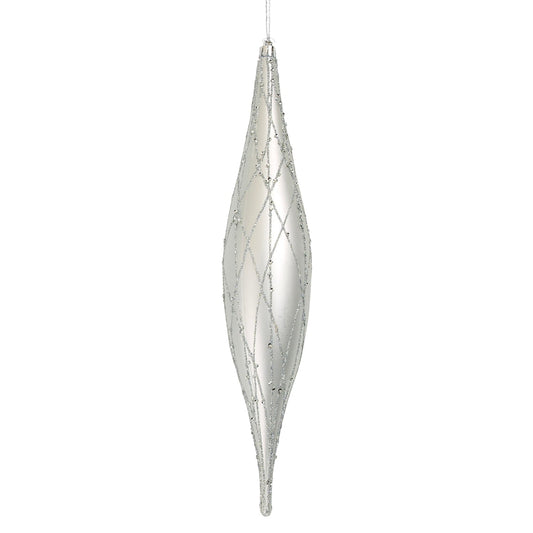 Matte Silver Textured 13" Shuttle Ornament - Joy By