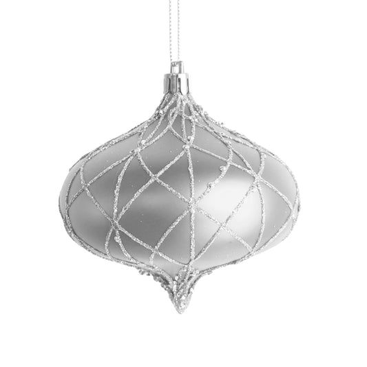 Matte Silver Textured Onion Ornament - Joy By