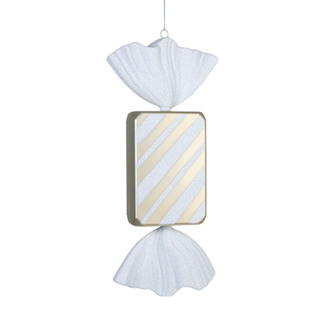 Matte White & Bright Champagne 18.5" Toffee Ornament - Joy By