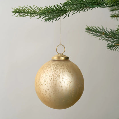 Mercury Glass Gold Ball Ornament - Joy By