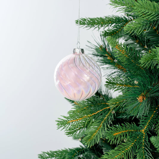 Pale Pink Crystal Ball Ornament with Pink Feather - Joy By