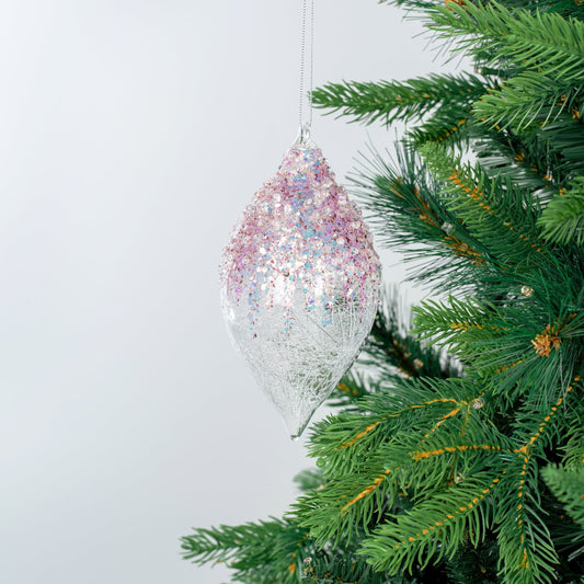 Pale Pink Crystal Finial Ornament with Pink Sequin & Glitter - Joy By