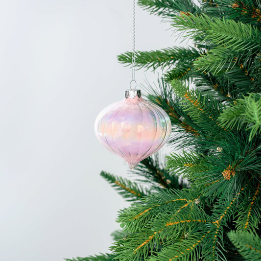 Pale Pink Crystal Onion Ornament with Pink Feather - Joy By