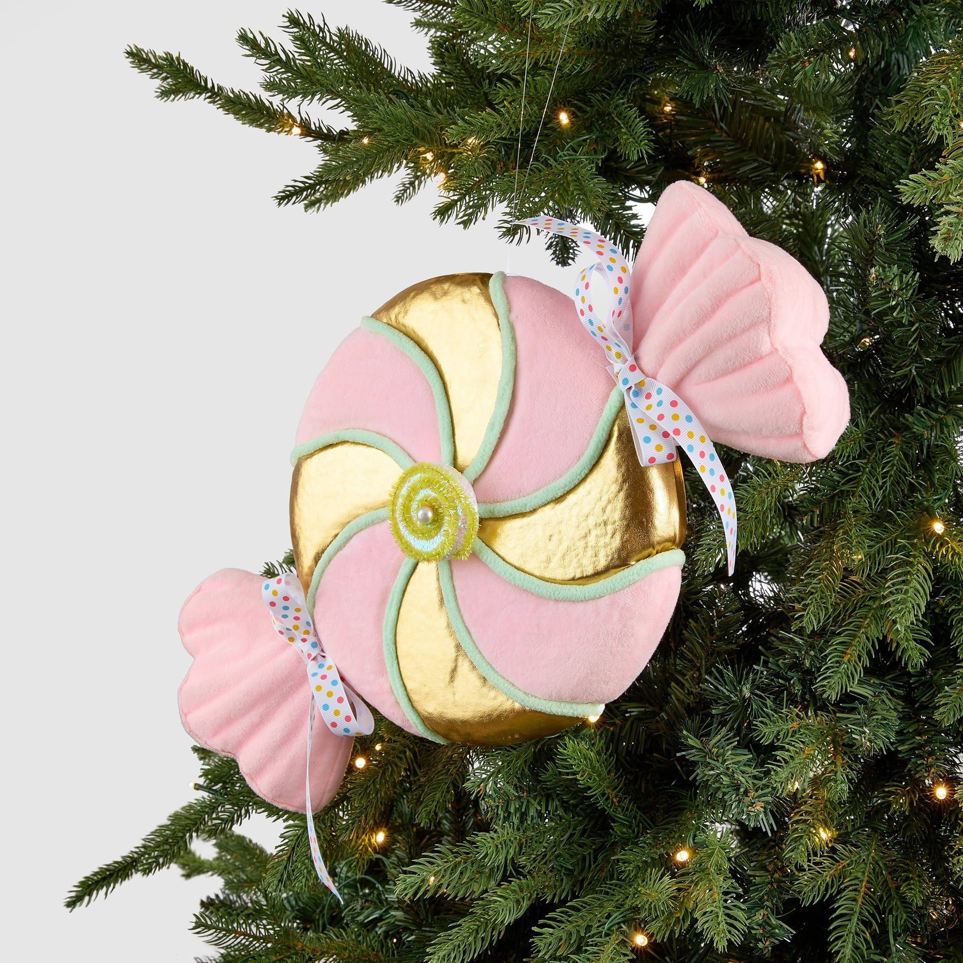 Pastel Pink & Gold Candy Ornament - Joy By