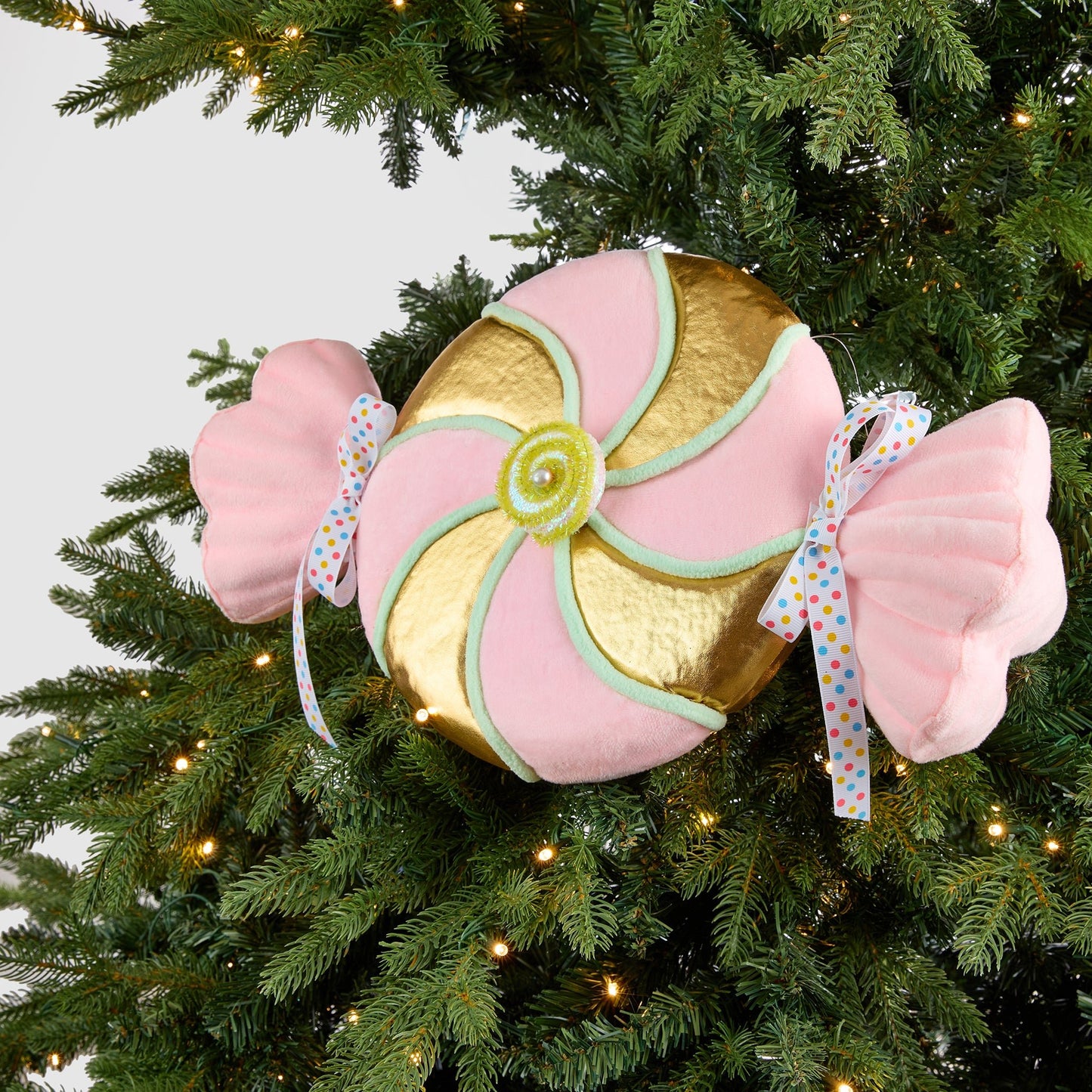 Pastel Pink & Gold Candy Ornament - Joy By