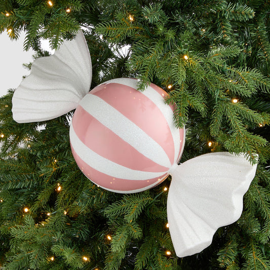 Pink Glitter Dusted Large Candy Ornament - Joy By