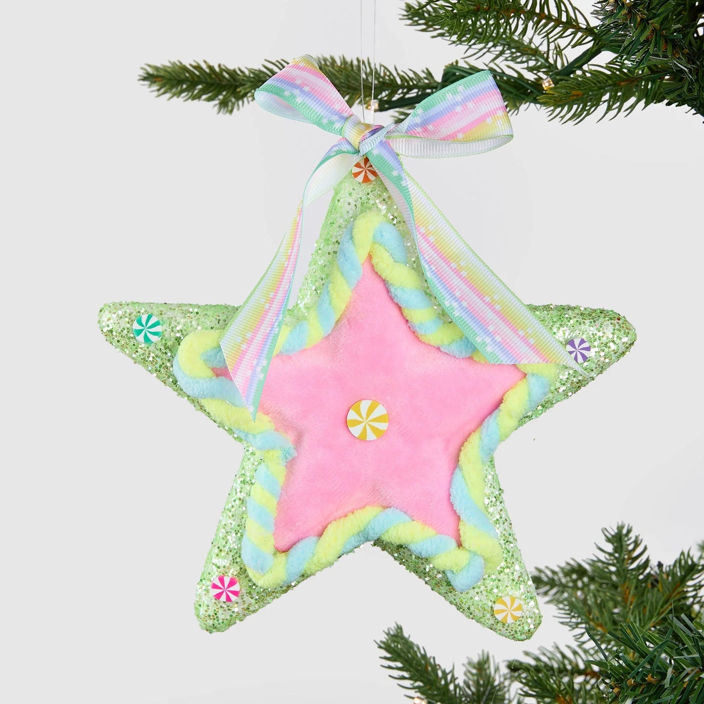 Pink & Green Star Cookie Ornament - Joy By