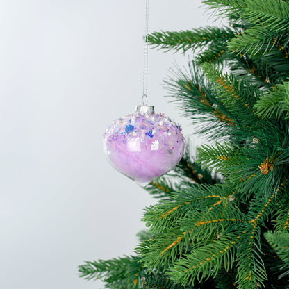 Purple Ball Ornament with Glitter & Sequins - Joy By