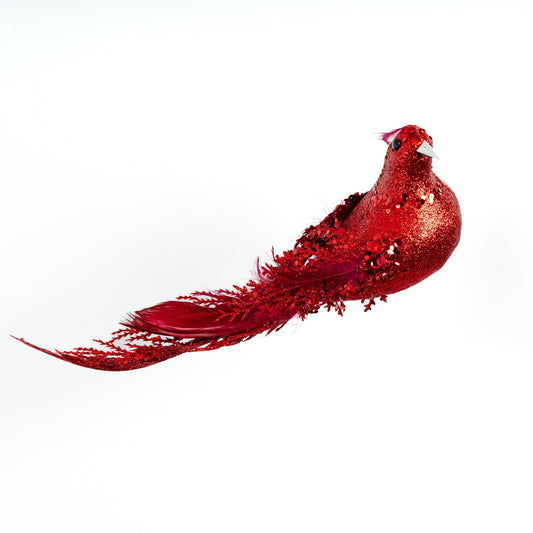 Red Bird Clip on Ornament - Joy By