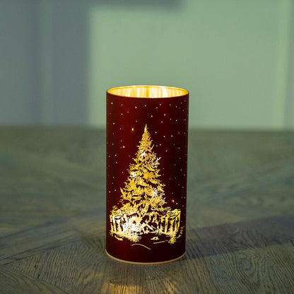 Red Christmas Scene Candle Votive - Joy By