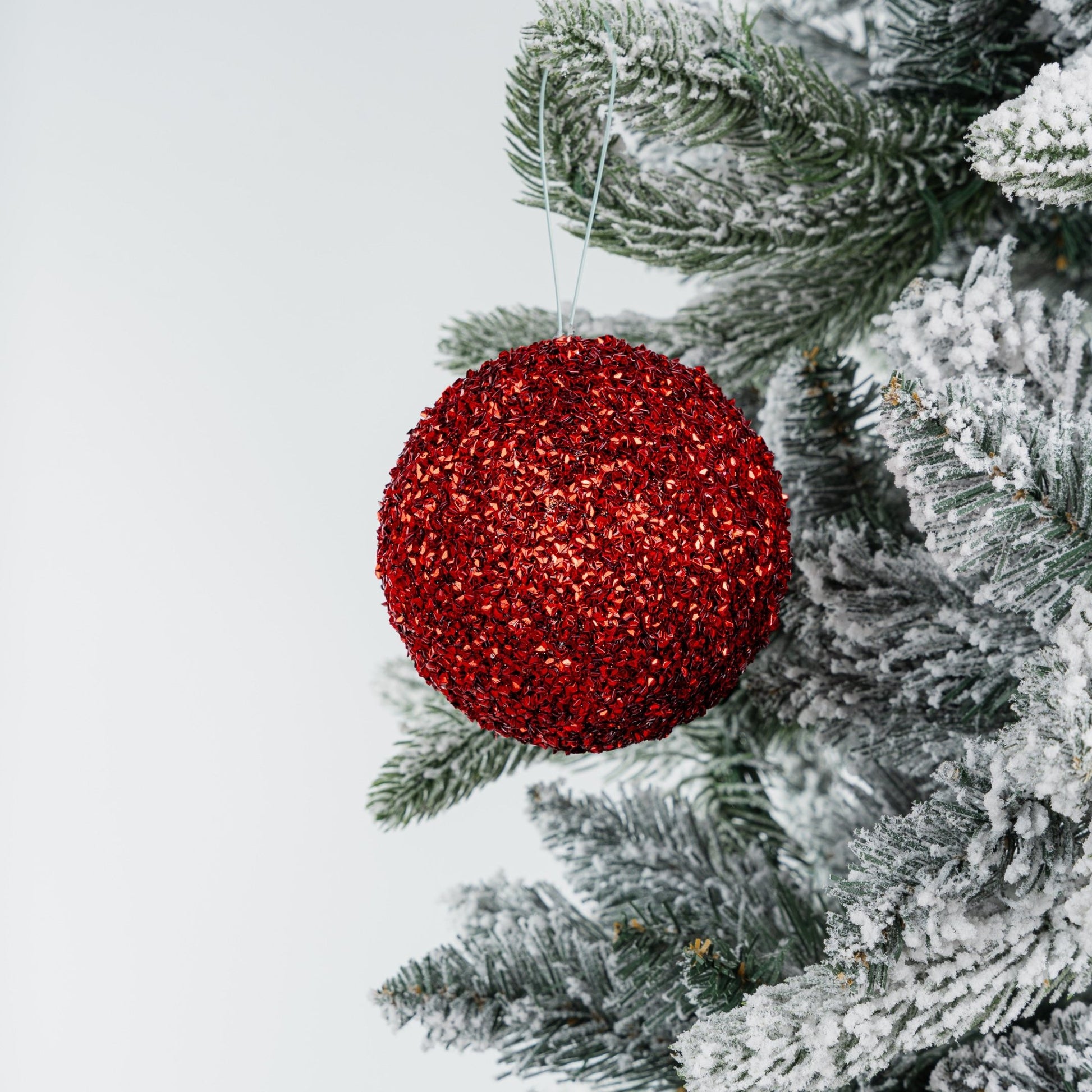 Red Glitter Dusted 5" Ball Ornament - Joy By