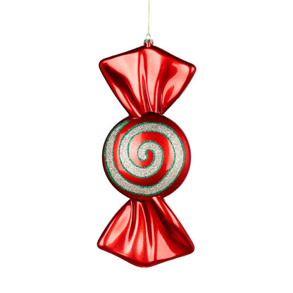 Red, Green & Champagne 12" Swirl Candy Ornament - Joy By