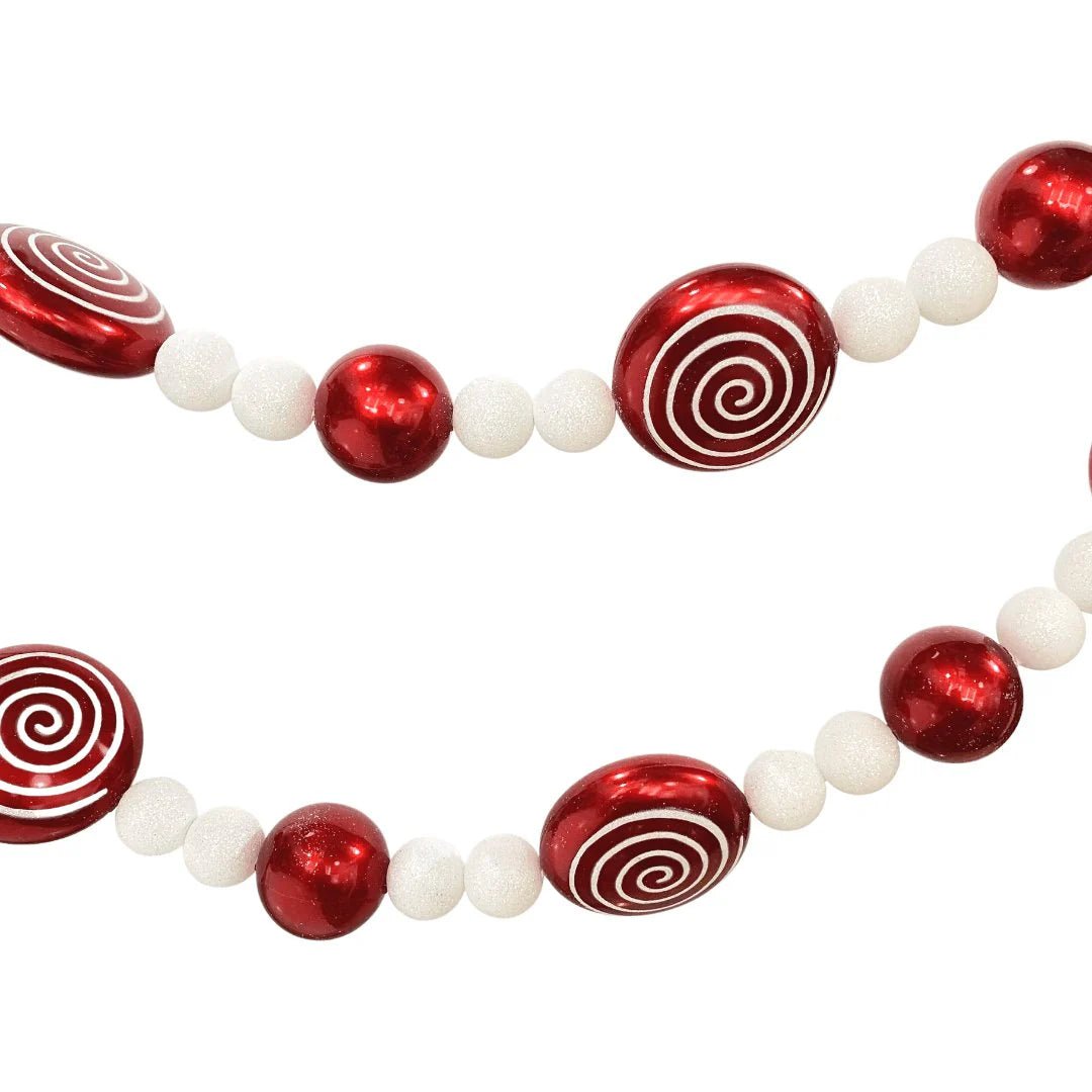 Red Peppermint Candy Garland - 6ft - Joy By