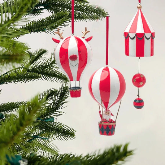 Red & White Balloon Trio Ornament - Joy By