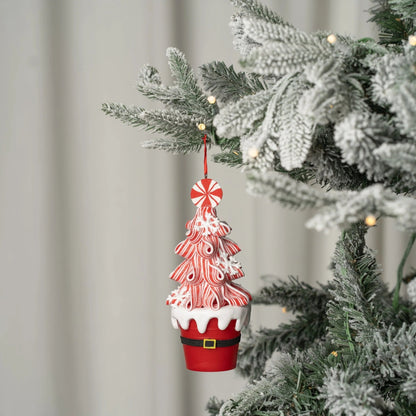 Red & White Candy Cone Tree Ornament - Joy By