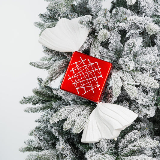 Red & White Diamond Candy Oversized Ornament - Joy By