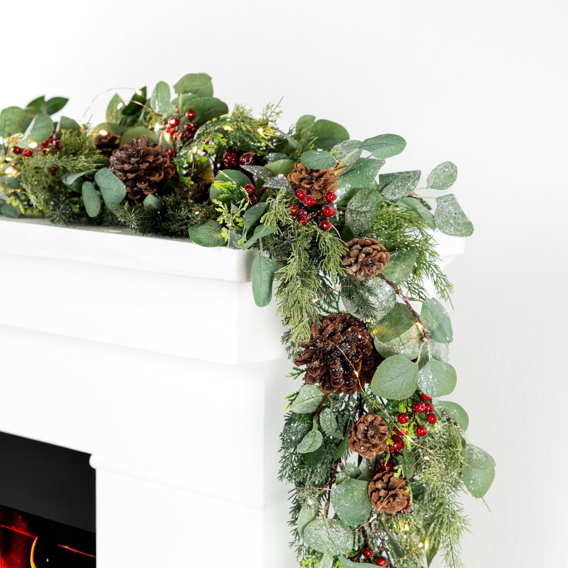 Red Winterberry & Foliage Traditional Garland With Led Lights - 5 ft" - Joy By