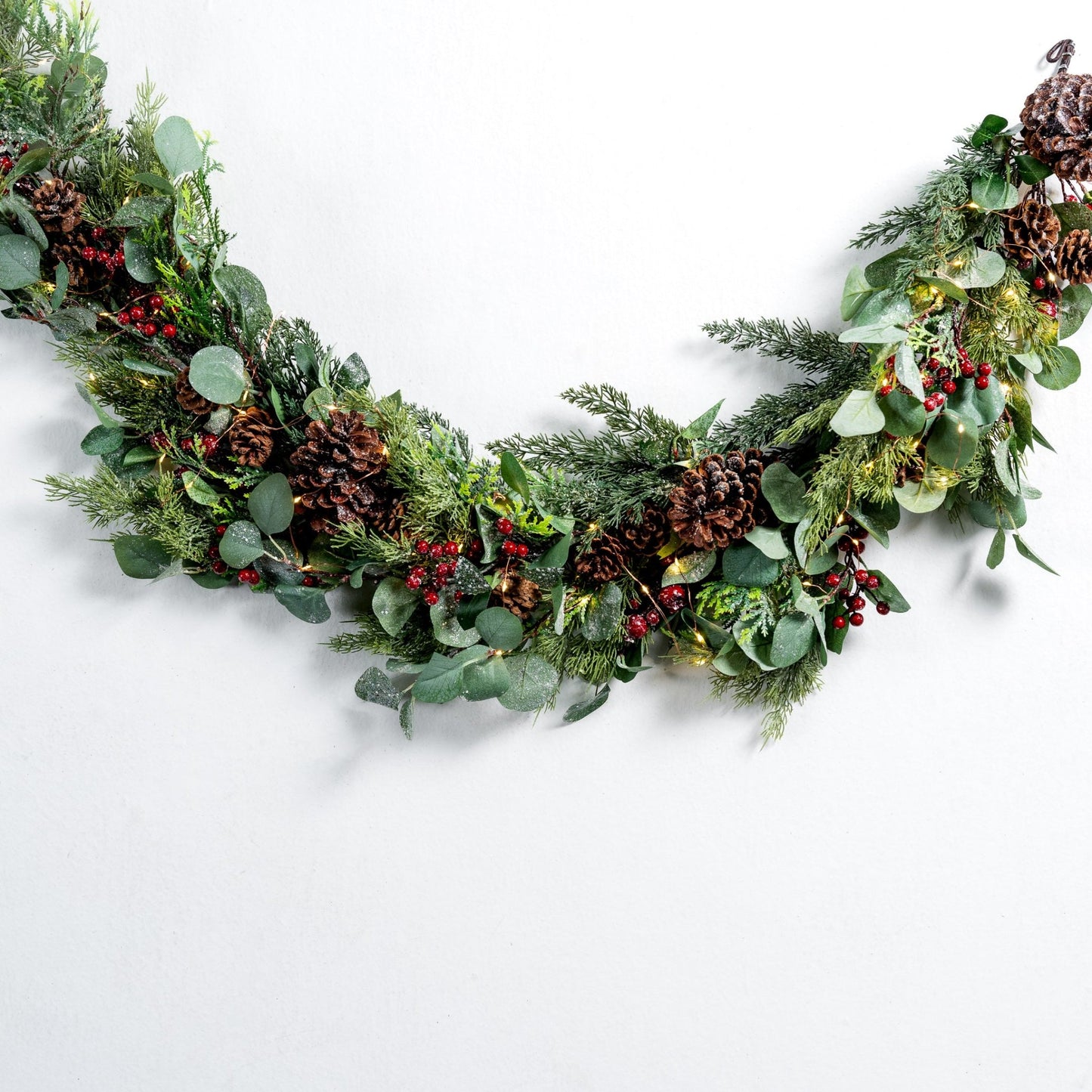 Red Winterberry & Foliage Traditional Garland With Led Lights - 5 ft" - Joy By