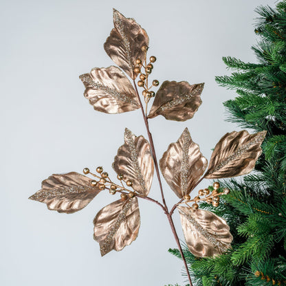 Rose Gold Foliage Pick with Berries - Joy By