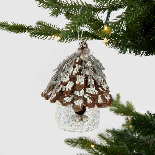 Rustic Bird House Ornament With Platinum Glitter - Joy By