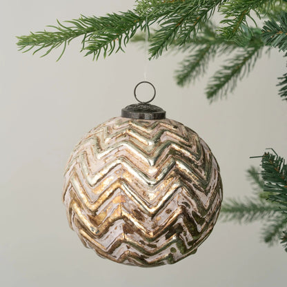 Rustic Copper Patterned Ball Ornament - Joy By