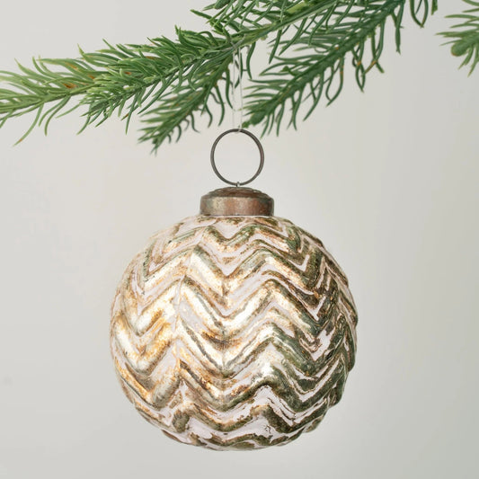 Rustic Copper Patterned Ball Ornament - Joy By