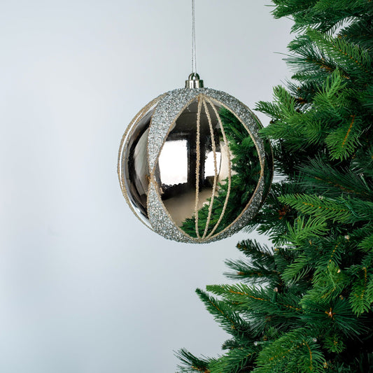 Shiny Silver 8" Ball Ornament - Joy By