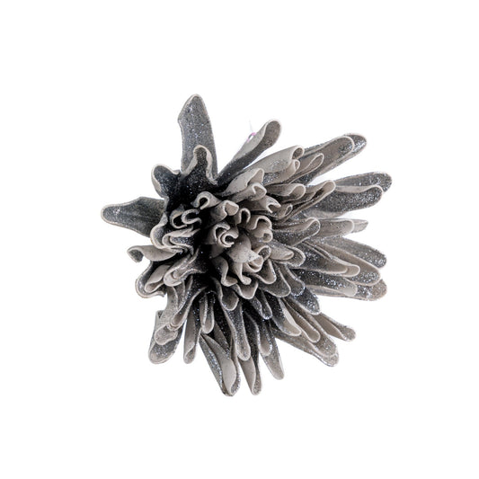 Silver Glitter Dahlia Flower Ornament - Joy By