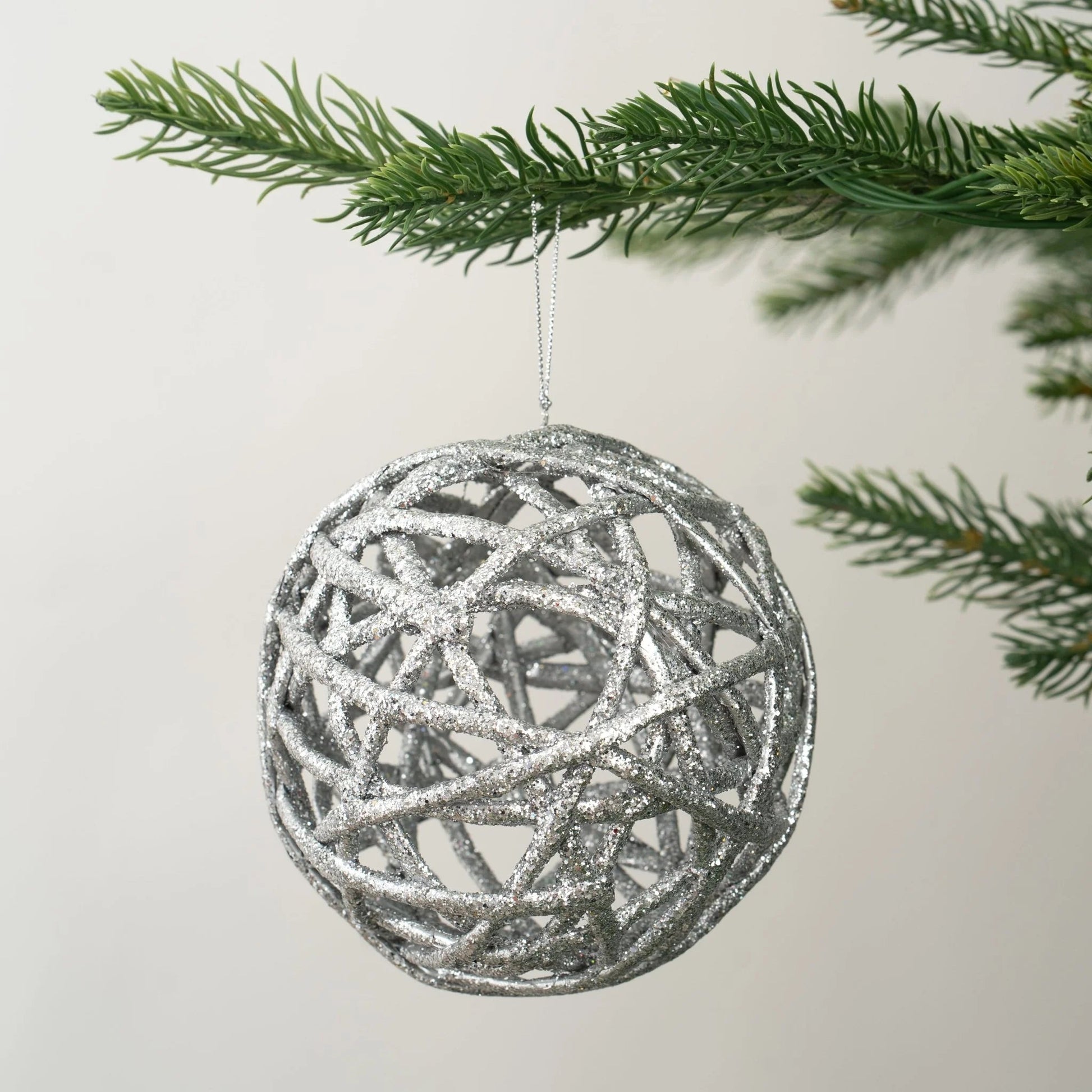 Silver Kraft Paper Ball Ornament - Joy By