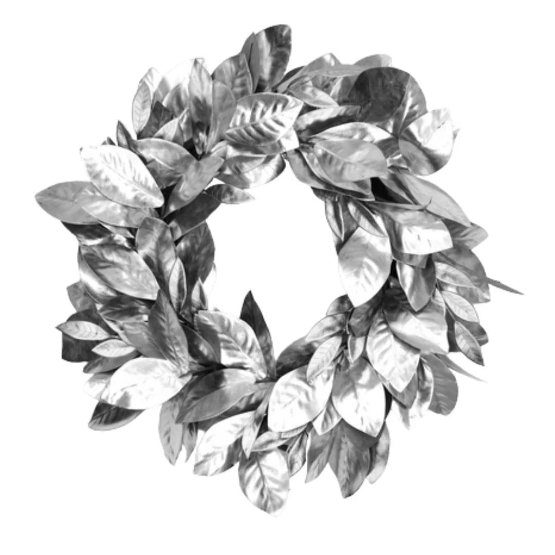 Silver Leaf Wreath - Joy By