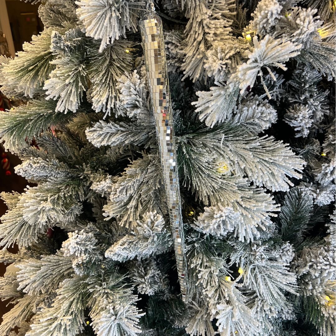 Silver Mirror 24" Icicle Ornament - Joy By