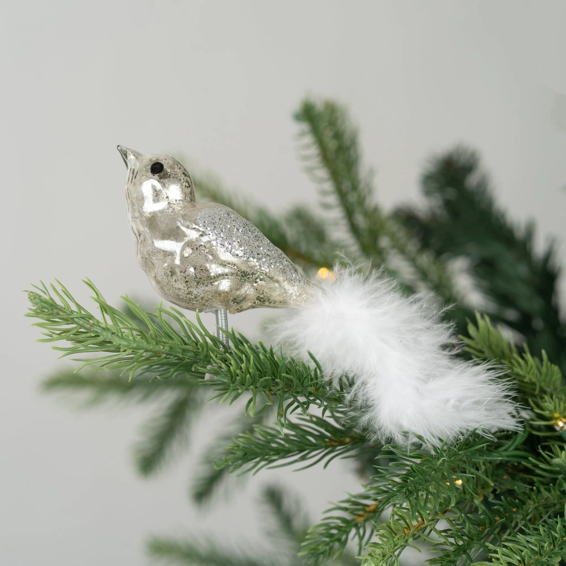 Silver Peaking Bird Clip - On Ornament - Joy By