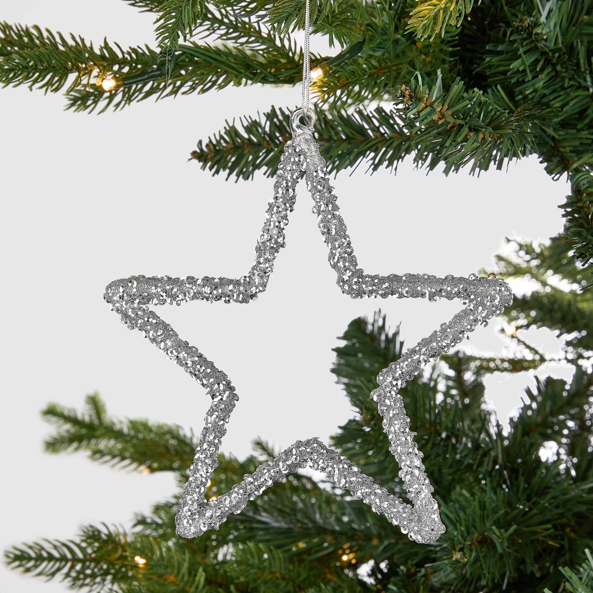 Silver Wired Star Ornament - Joy By