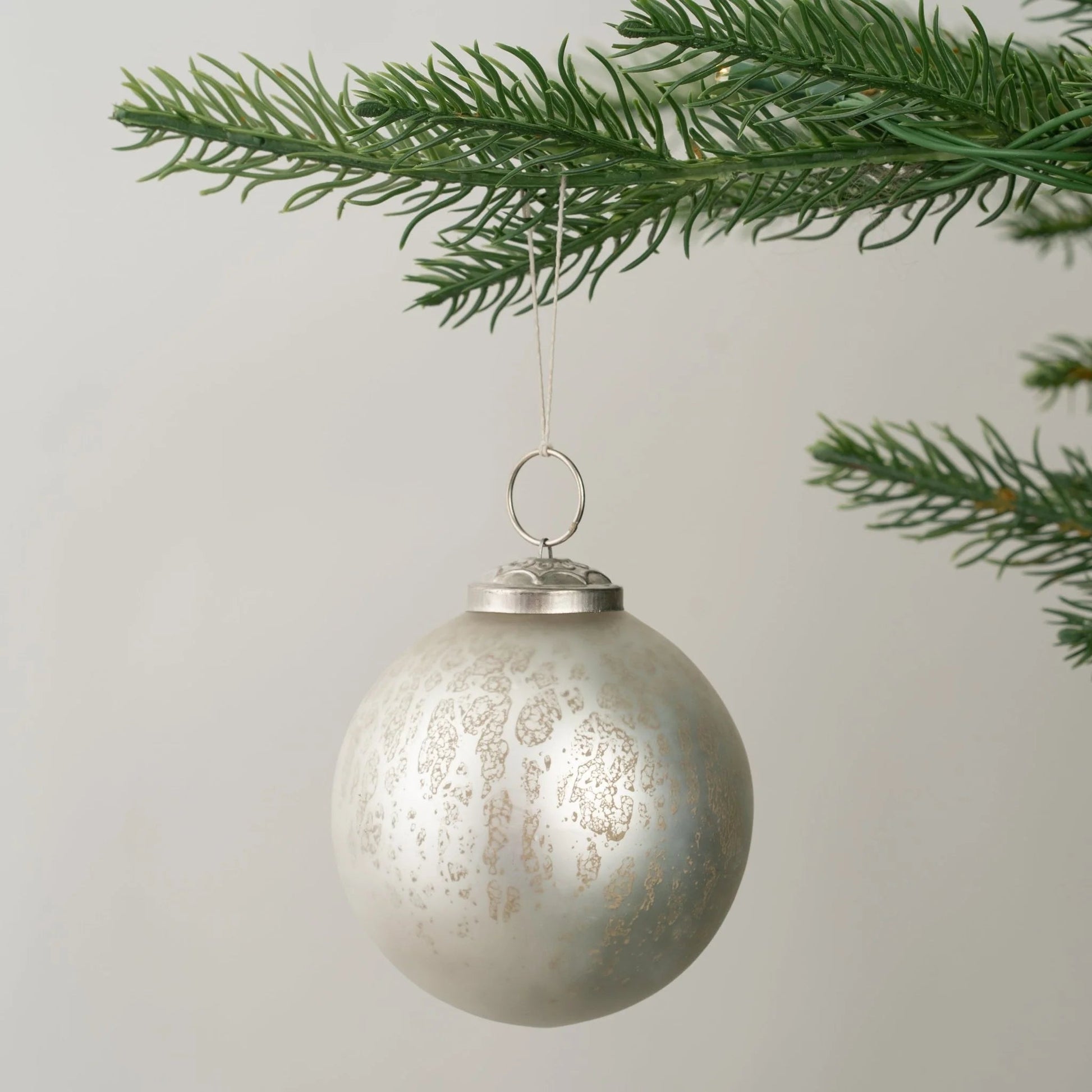 Subtle Silver Festive Ball Ornament - Joy By