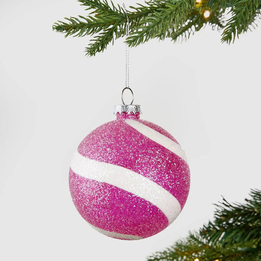 Sugar Dusted Swirled Candy Ball Ornament - Joy By