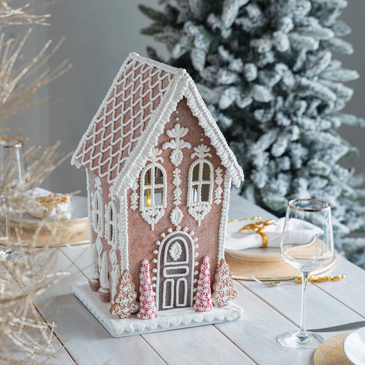 Traditional Gingerbread House with LED Lights - 20" - Joy By