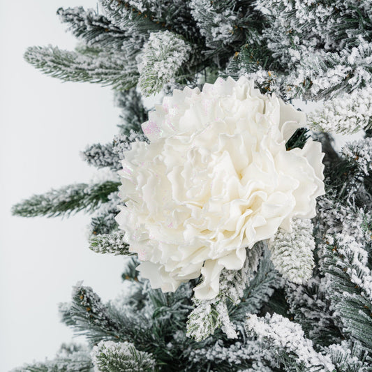 White Carnation Flower with Glitter - Joy By