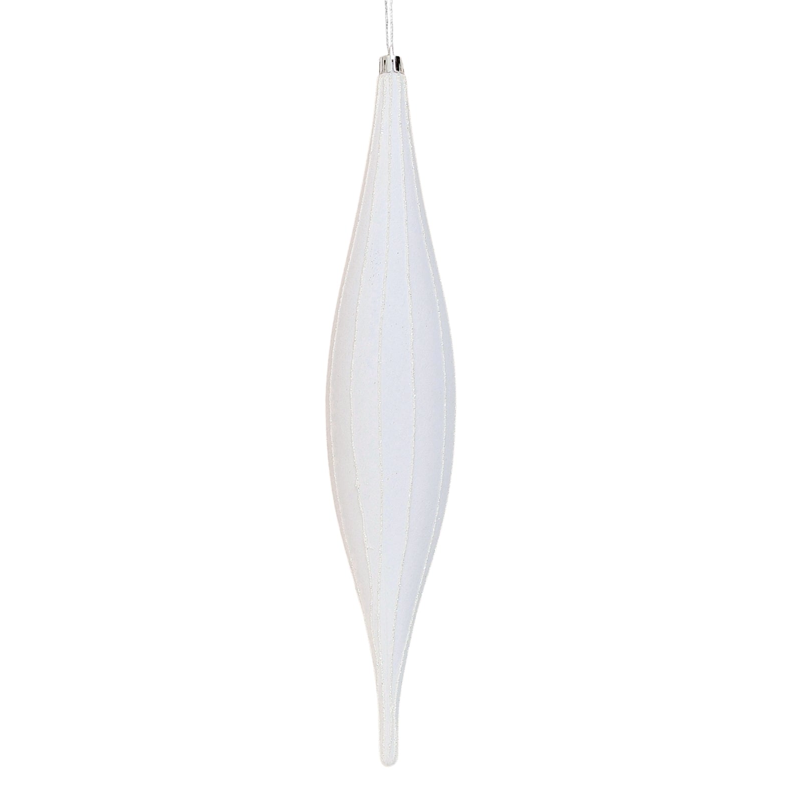 White Flocked 13" Oval Drop Ornament - Joy By