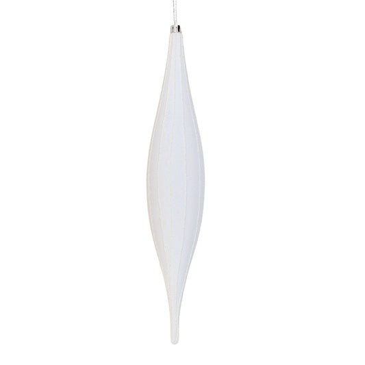 White Flocked 13" Oval Drop Ornament - Joy By