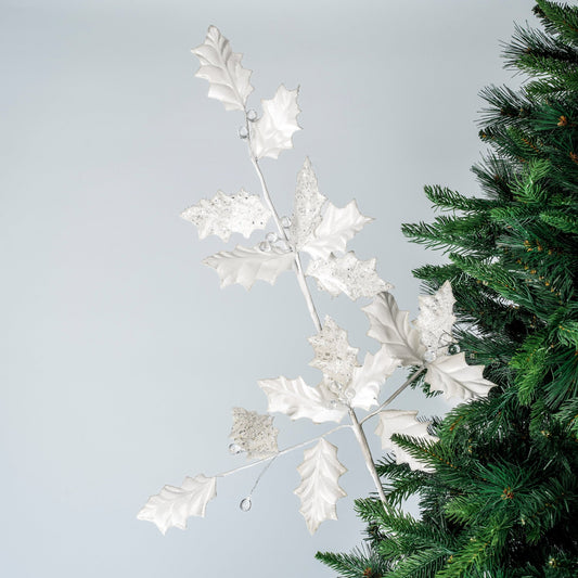 White Frosted Winter Foliage Pick - Joy By