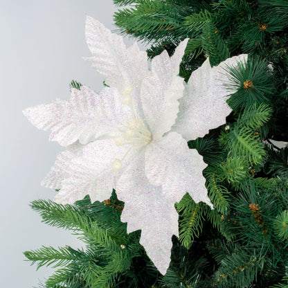 White Poinsettia Clip - On Ornament - Joy By