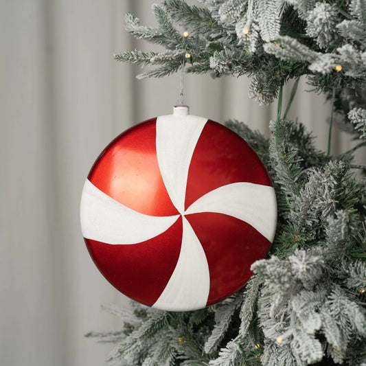 White & Red Flat Candy Ornament - Joy By