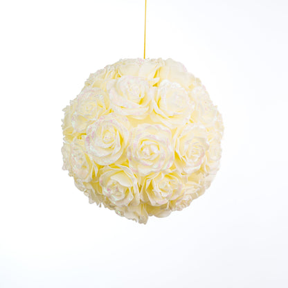 White Rose Foam Ball Ornament - Joy By